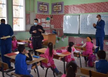 بشار  / لفائدة تلاميذ ابتدائية الشهيد العوفي عبد الله / تنظيم حملات تحسيسية حول السلامة المرورية، الوقاية من فيروس كورونا     